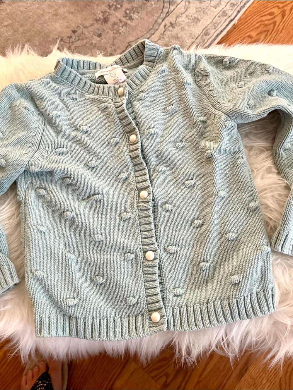Girls Light Blue Knit Button-Front Cardigan Sweater